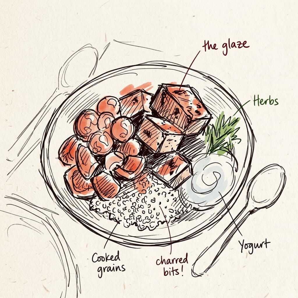 Maple Harissa Tofu Traybake Bowl